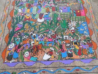 400x300 Mexican Folk Art Guerrero Amate Bark Painting Village Dancing Bull - Folk Art Horse Painting