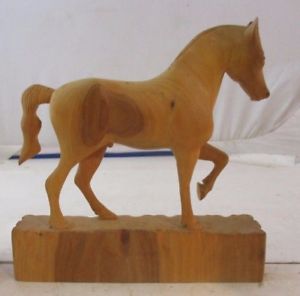 300x296 Quebec Carved Wooden Folk Art Horse, Artist Signature Ebay - Folk Art Horse Painting