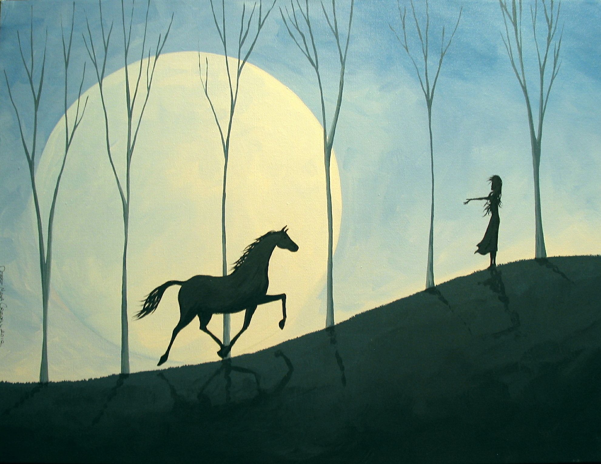 1982x1530 Vibe Folk Art Painting, Horse Girl Bond Connection, Artist - Folk Art Horse Painting