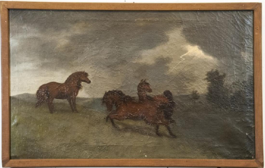 1100x698 Antique 19th C American Folk Art Horse Painting - Folk Art Horse Painting