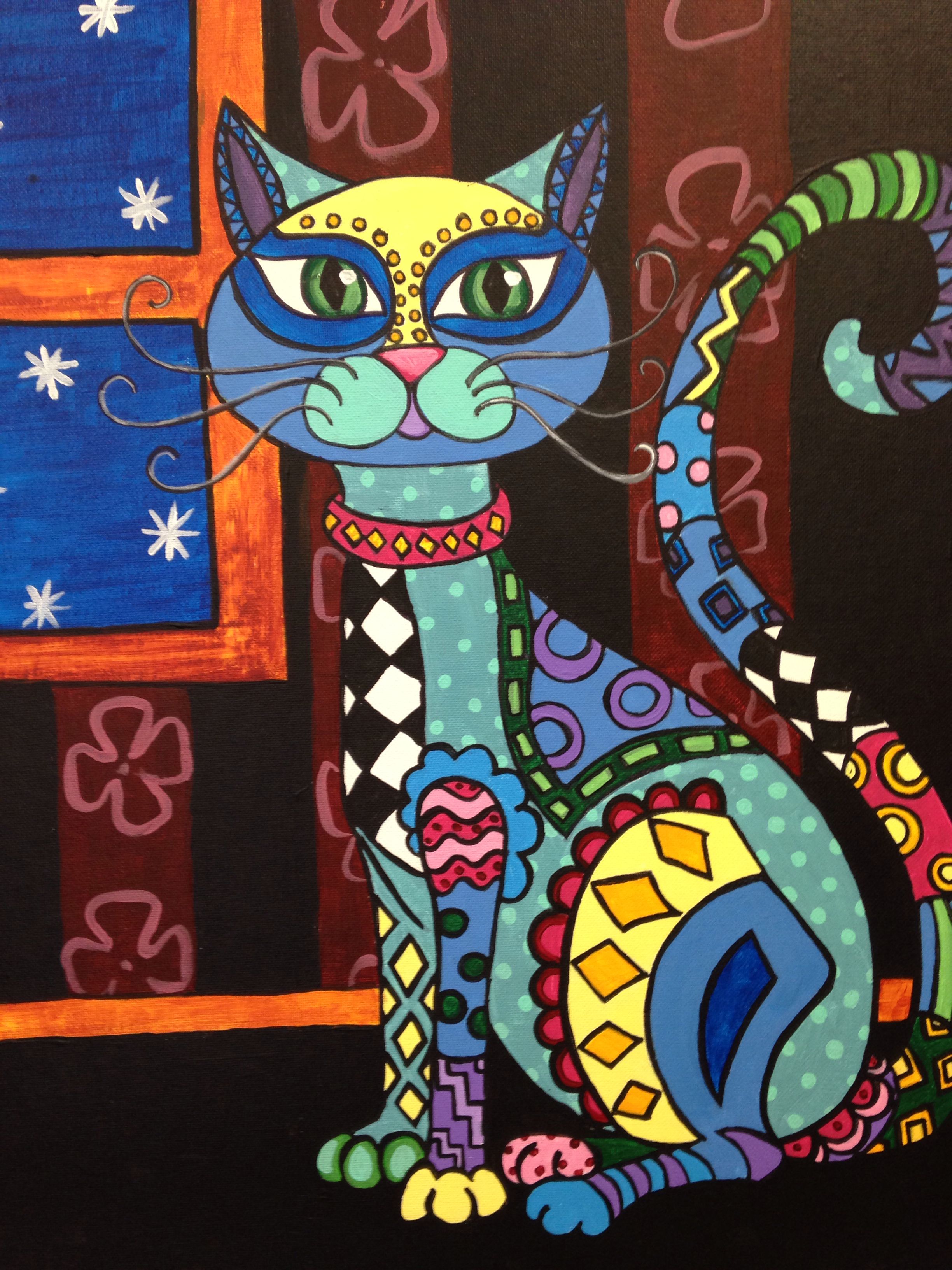 2448x3264 Folk Art Cat Painting By Gail Younts My Art Folk - Folk Art Painting