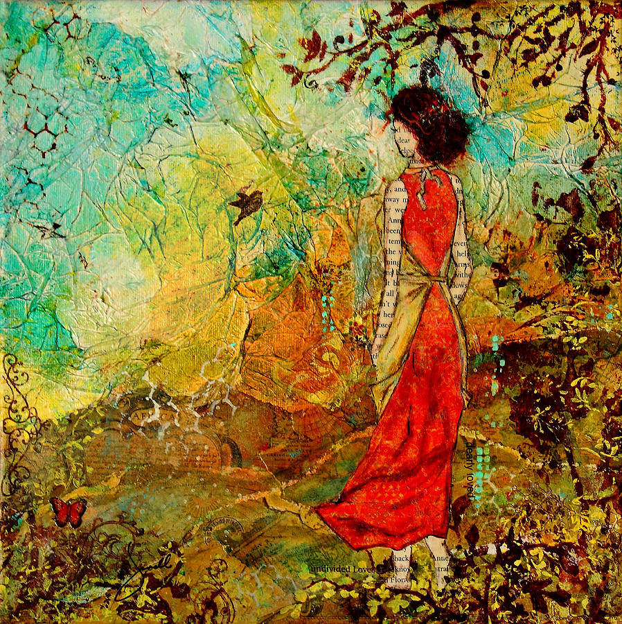 898x900 Come Back Home To You Inspiring Folk Art Painting Mixed Media By - Folk Art Painting