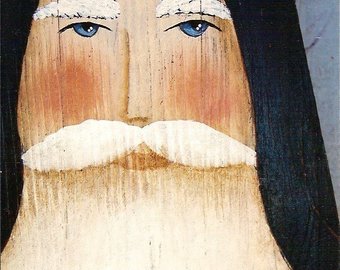 340x270 3 Santas Ornament Gift Tag Primitive Folk Art Painting - Folk Art Santa Painting