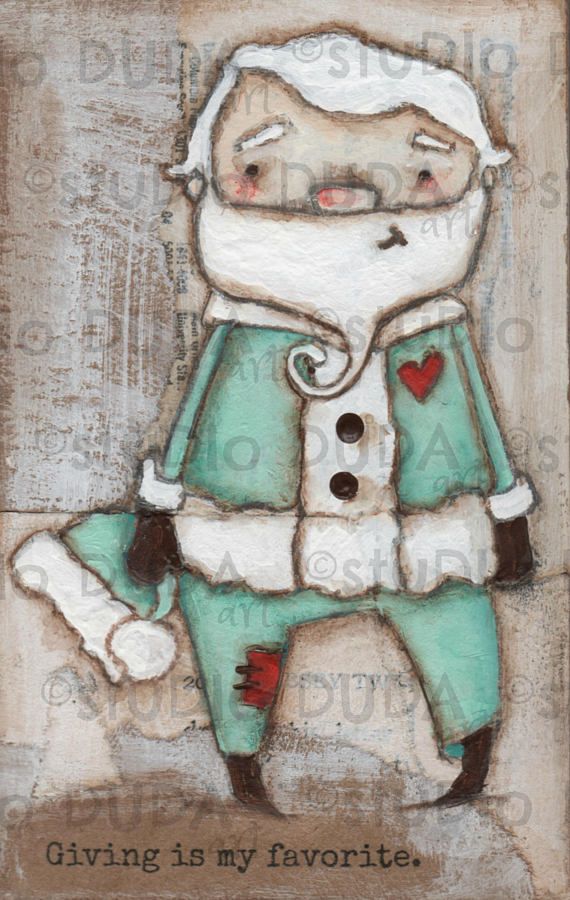 570x900 Original Folk Art Mixed Media Santa Painting On Wood - Folk Art Santa Painting