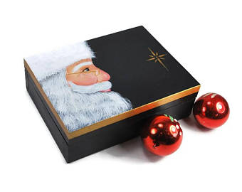 340x270 Santa Claus Painting On Wood Cabinet Door Primitive Folk - Folk Art Santa Painting