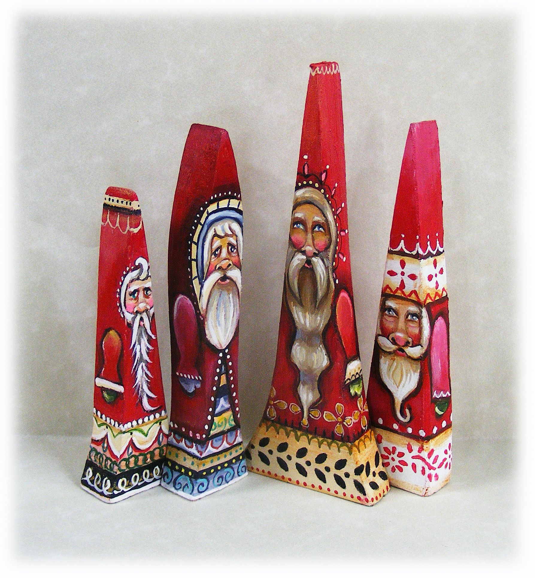 1787x1928 Santa Claus Folk Art Miniatures Made From Wood. Hand Painted Art - Folk Art Santa Painting