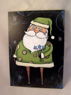 236x314 Christmas Folk Art Paintings Folk Art Santa Paintings - Folk Art Santa Painting