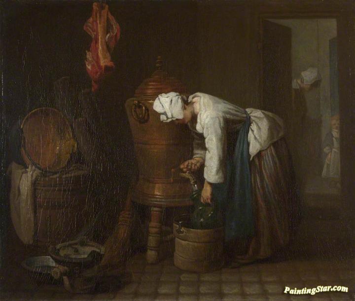 720x610 La Fontaine Artwork By Jean Baptiste Simeon Chardin Oil Painting - Fontaine Painting