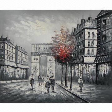360x360 Modern Impressionist Palette Knife Paris Cityscape Oil Painting - Fontaine Painting