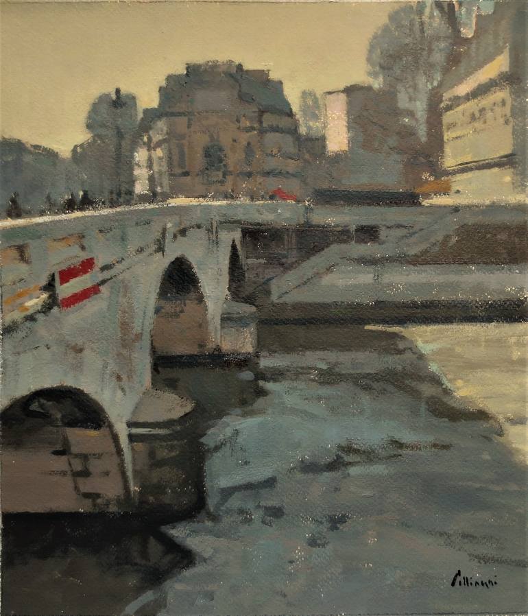 770x898 Saatchi Art Pont Et Fontaine Saint Michel Paris Painting By - Fontaine Painting