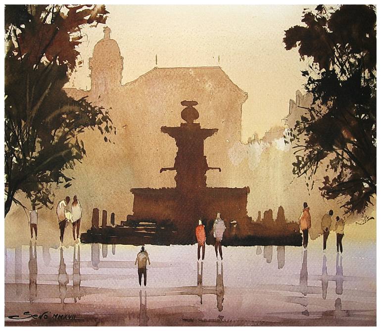 770x669 Saatchi Art The Four Lions Fontaine Painting By Dejan Sevo - Fontaine Painting