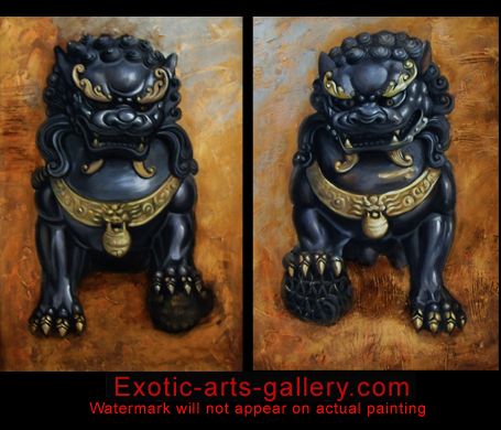 455x390 Foo Dogs Painting - Foo Dog Painting