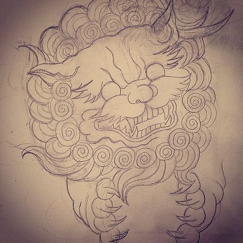 500x500 Foo Dog Painting - Foo Dog Painting