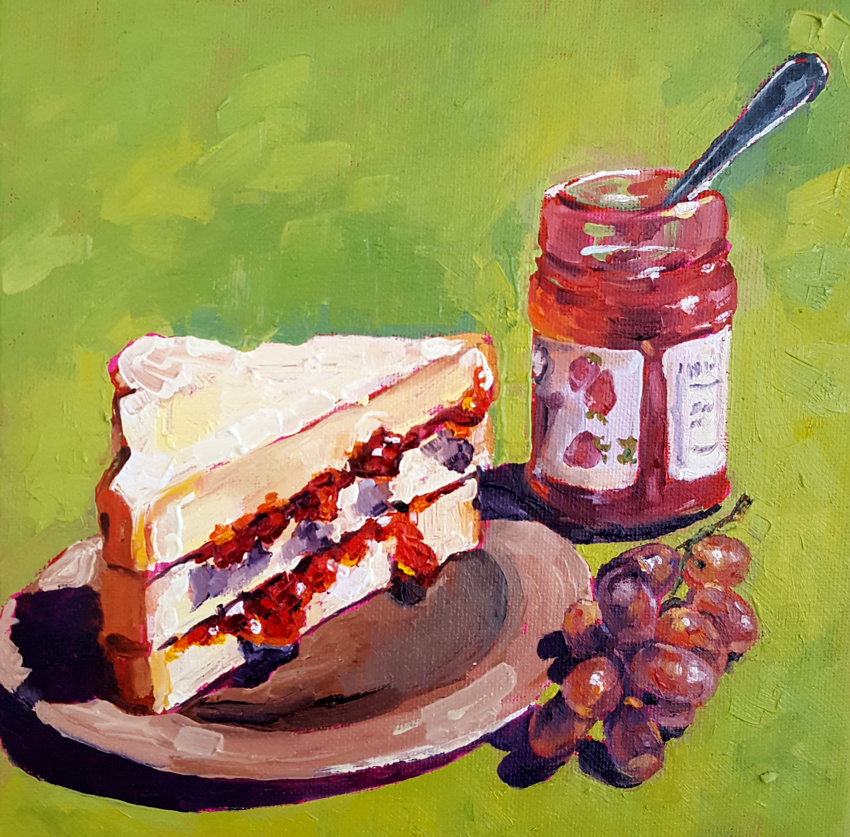 2735x2691 Picnic Small Sized Oil Painting By Artist Bhavna Misra - Food Oil Painting