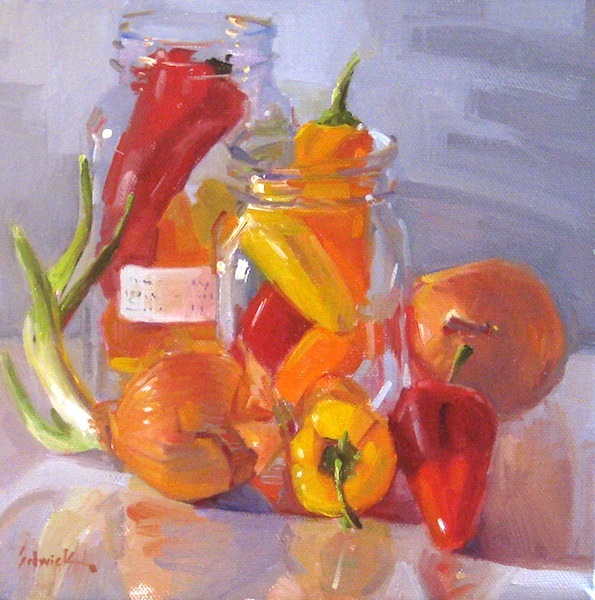 595x600 Sedwick Studio Peppers And Onions Vegetable Food Kitchen Decor - Food Oil Painting