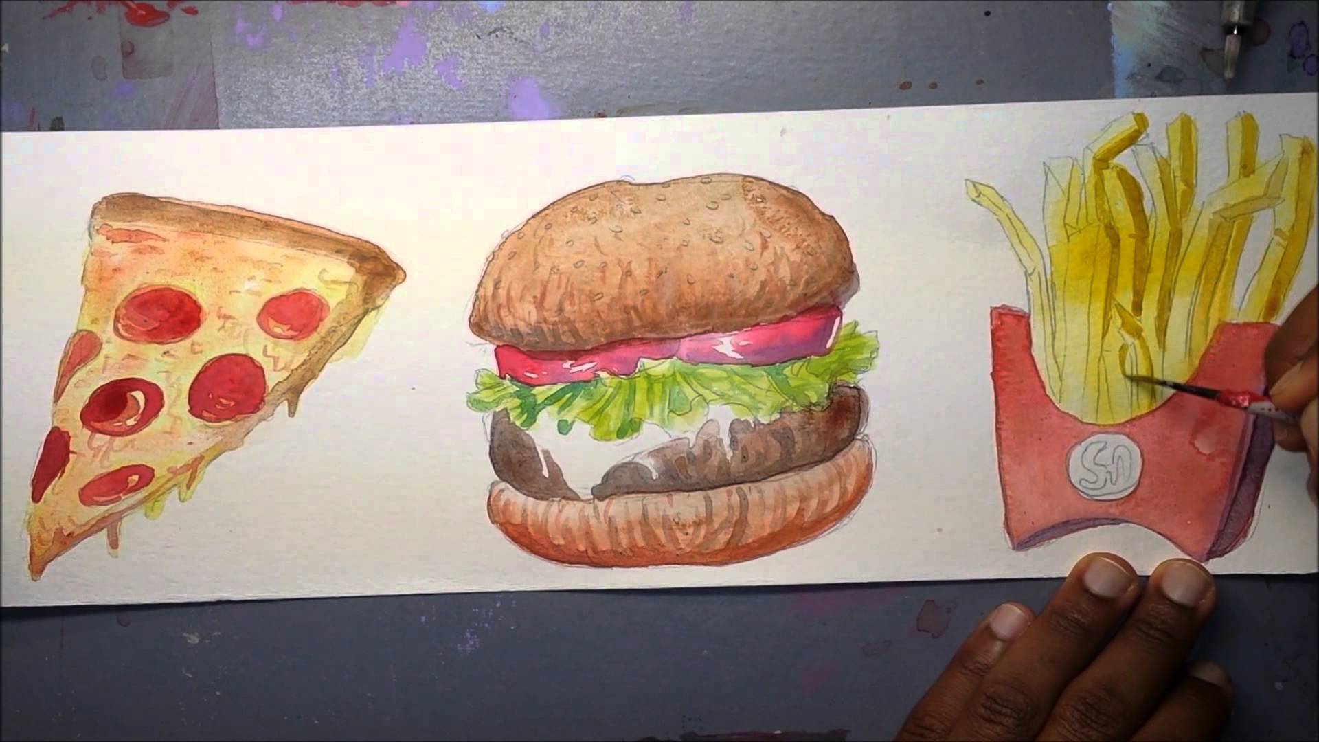 1920x1080 Painting Junk Food - Food Painting