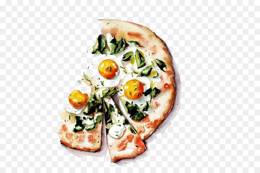 900x600 Pizza Food Watercolor Painting Illustration - Food Painting