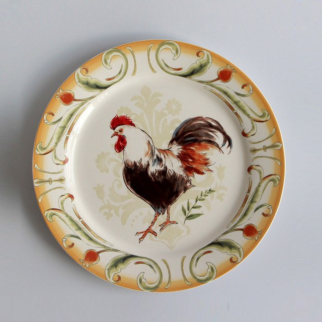 640x640 Exquisite Cock Painting Traditional Porcelain Plate Dish Hand - Food Plate Painting
