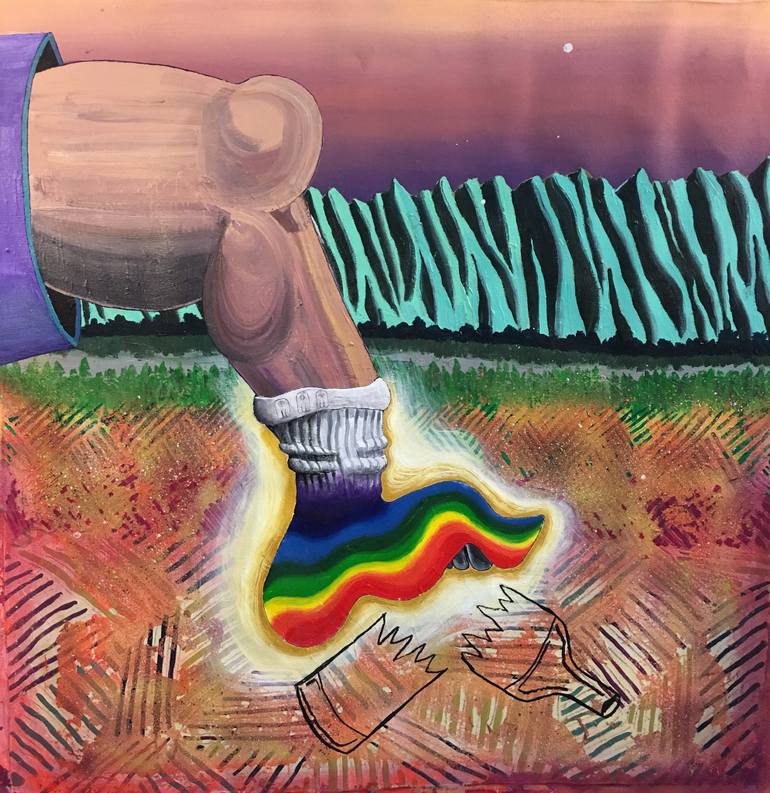 770x793 Saatchi Art Rainbow Foot Painting By Eric C Morgan - Foot Painting