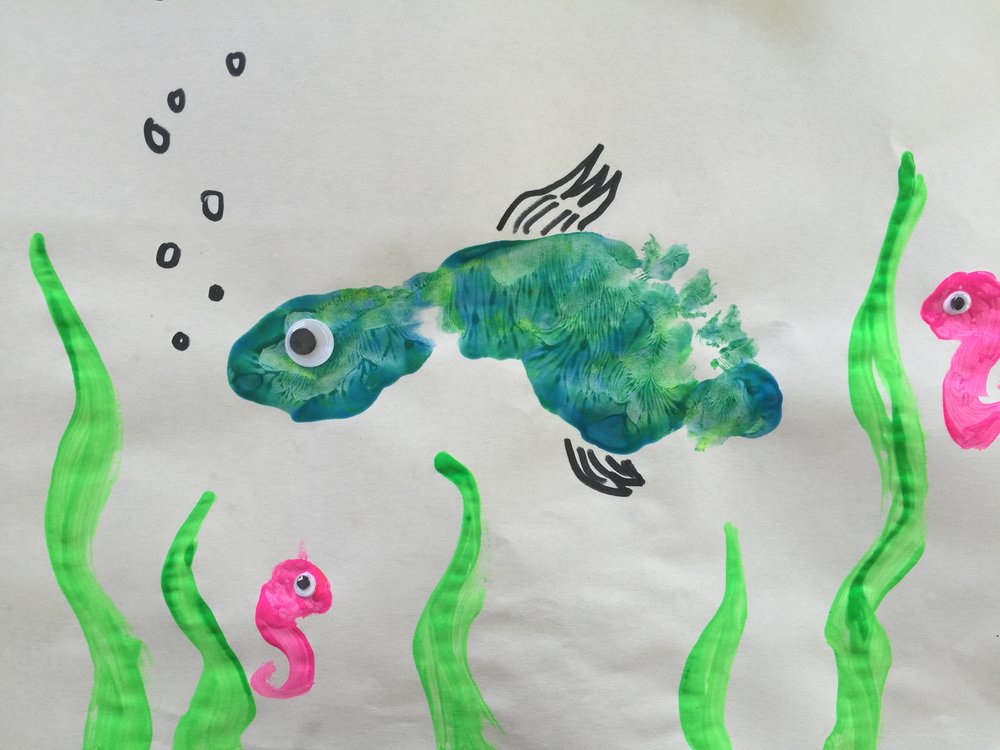 1000x750 Fish Foot Painting Squirmy Wormy Children's Books Amp Best Mom Tips - Foot Painting