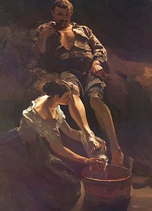 216x300 Foot Washing Paintings - Foot Washing Painting