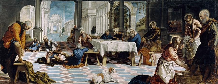 900x349 The Foot Washing Painting By Tintoretto - Foot Washing Painting