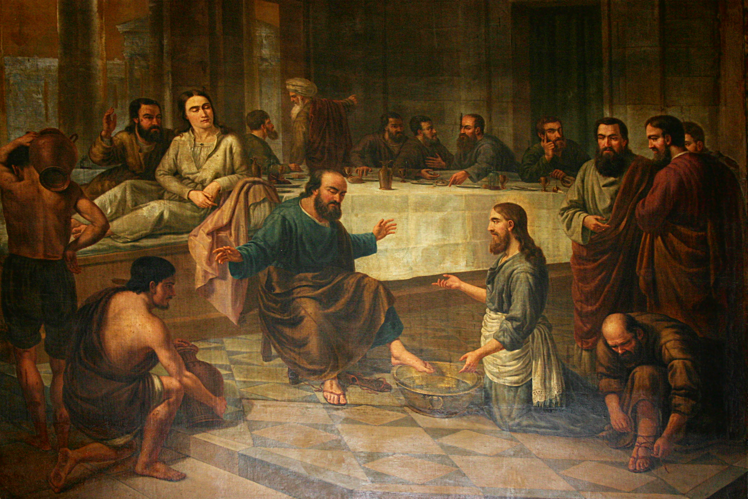 3072x2048 Filepainting Of The Foot Washing - Foot Washing Painting