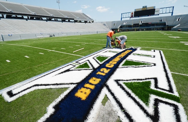 640x416 Mountaineer Field Gets Its Big 12 Logo - Football Field Painting