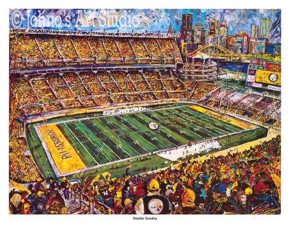 570x446 Pittsburgh Steelers Football Painting Heinz Field Print - Football Field Painting
