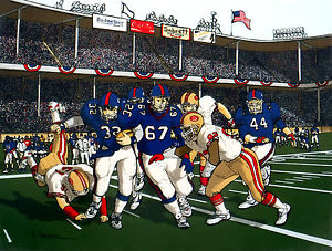 300x227 Football Game H Hargrove 12x16 Painting Serigraph On Canvas Ebay - Football Game Painting