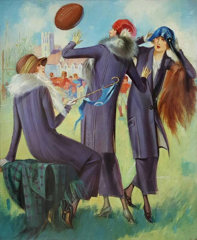 629x768 Gene Pressler - Football Game Painting