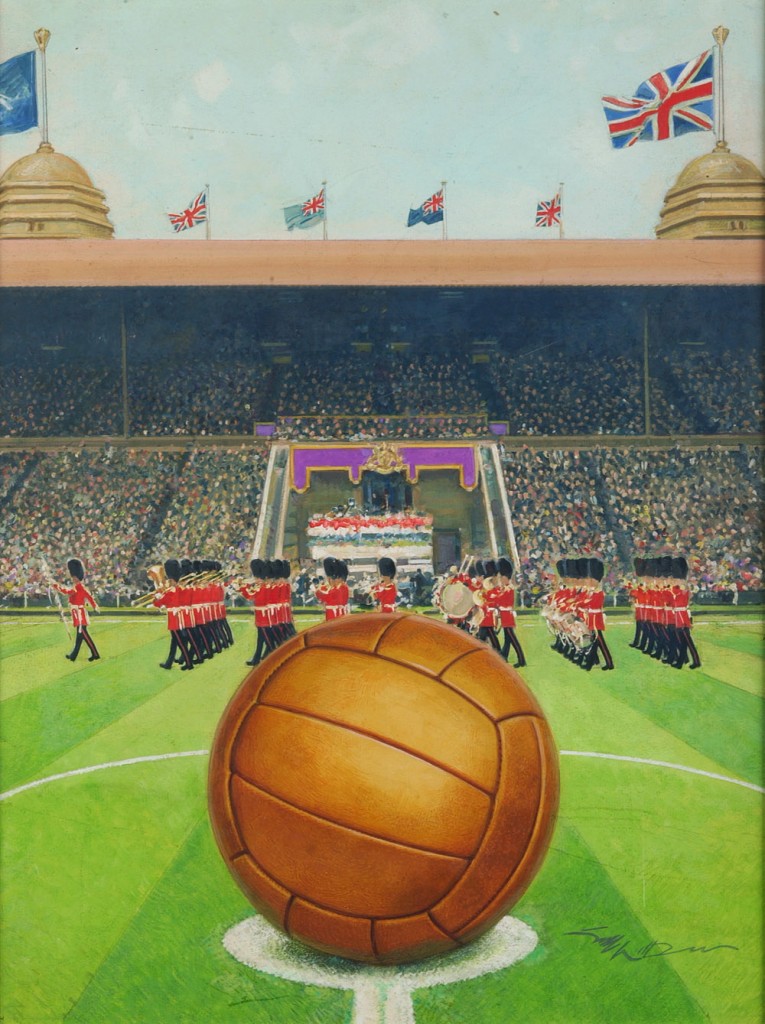 765x1024 Painting Wembley Stadium On Big Match Day. Artist Unknown - Football Game Painting