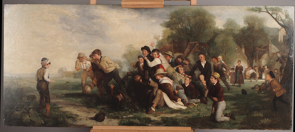 1000x449 Painting The Football Game. Thomas Webster, 1839 - Football Painting