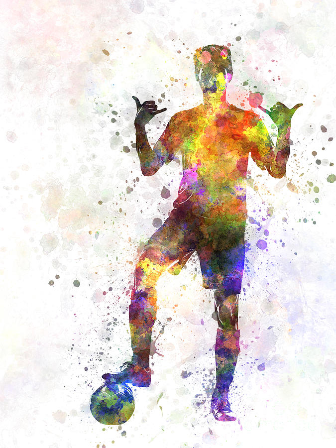 675x900 Soccer Football Player Young Man Saluting Painting By Pablo Romero - Football Painting