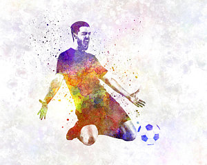 300x240 Soccer Kick Paintings Fine Art America - Football Player Painting