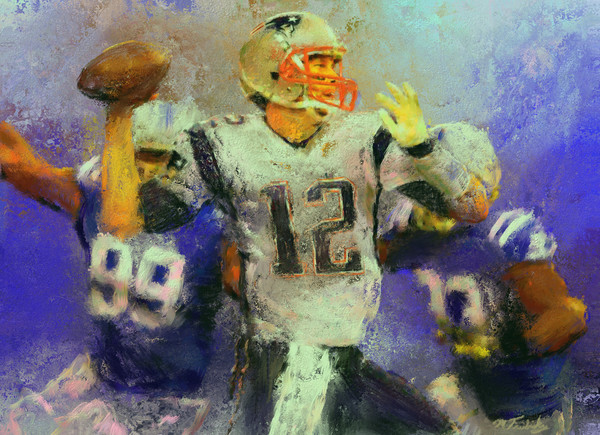 600x435 Sports Art Paintings And Prints Sports Artist Mark Trubisky - Football Player Painting