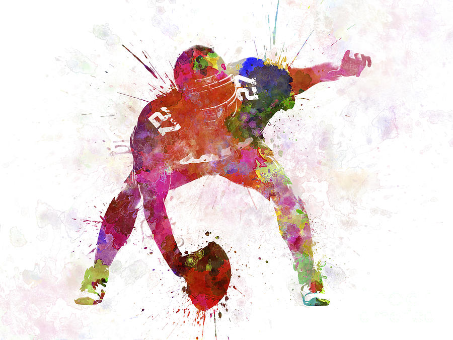 900x675 Center American Football Player Man Painting By Pablo Romero - Football Player Painting