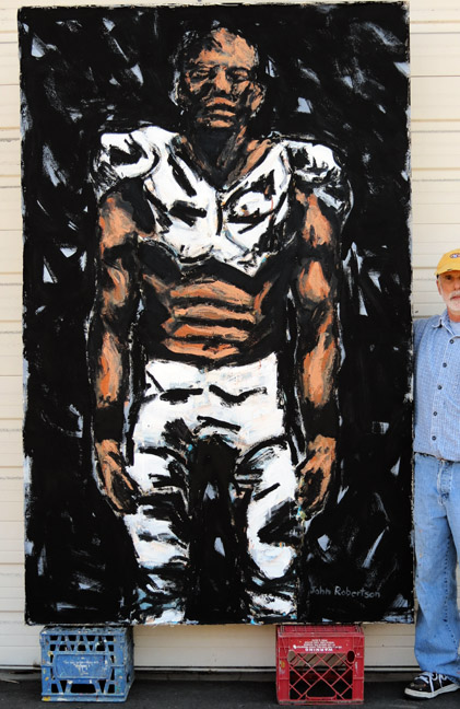 421x648 Football Player Inn Shoulder Pads - Football Player Painting