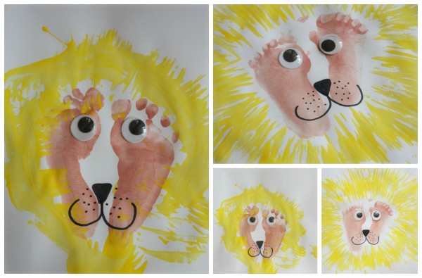 600x395 Lion Painting With Footprints And Forks Educational Activities - Footprint Painting
