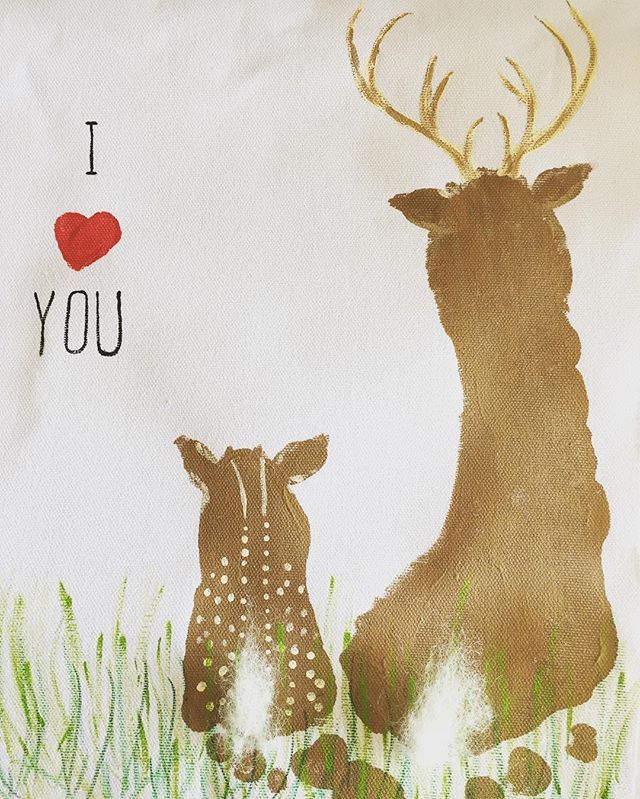 640x799 Make Your Own Daddy And Baby Deer Footprint Art Painting! All You - Footprint Painting
