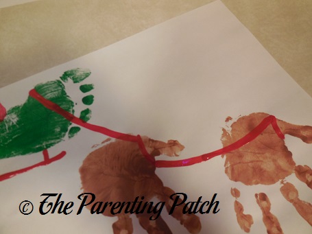 455x341 Santa's Sleigh And Reindeer Handprint Footprint Craft Parenting - Footprint Painting
