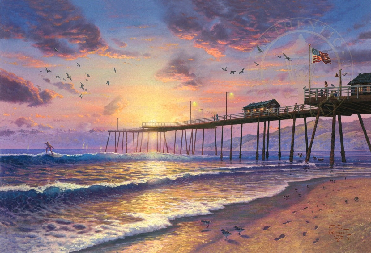 1200x820 Footprints In The Sand Limited Edition Art The Thomas Kinkade - Footprints In The Sand Painting