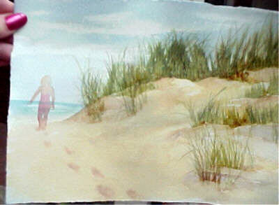 400x293 How To Paint Footprints In The Sand In Watercolor - Footprints In The Sand Painting