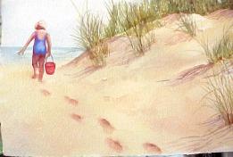 261x176 Watercolor Tip - Footprints In The Sand Painting