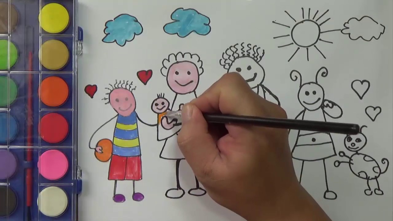 1280x720 How To Draw For Kids, My Family Coloring Pages, Painting - For Kids Painting