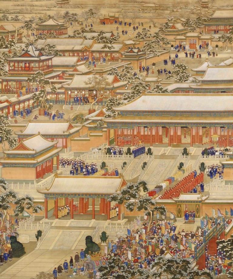 768x922 Foreign Ambassadors Paying Tribute To Chinese Emperor Inkwash - Forbidden City Painting