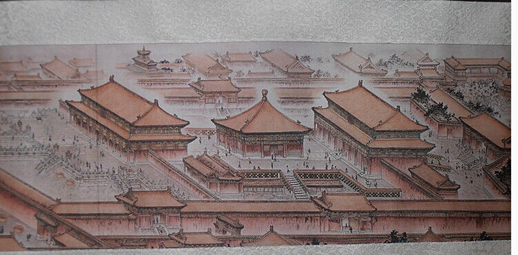 751x371 Silk Painting Panorama Beijing Forbidden City Features Crafts - Forbidden City Painting