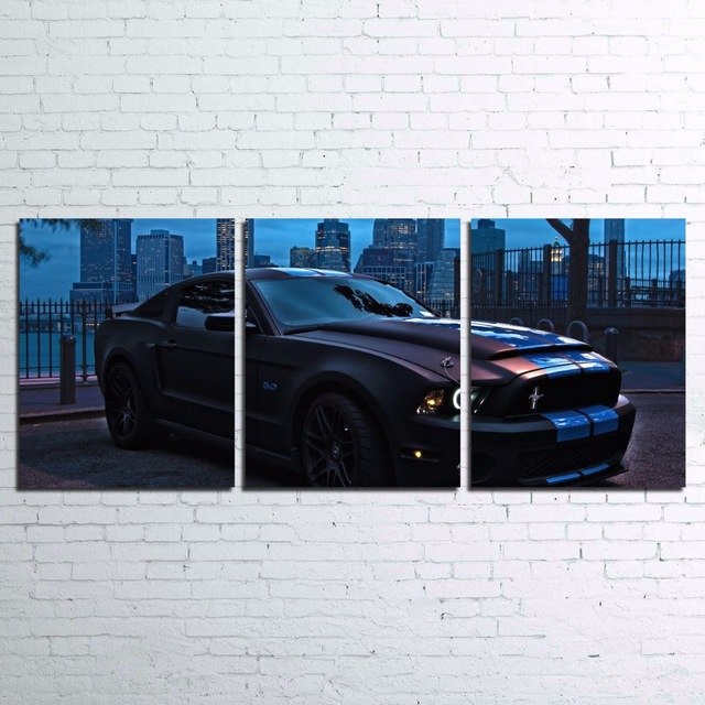 640x640 Canvas Living Room Wall Art Frame Hd Printed Home Decor Pictures 3 - Ford Mustang Painting