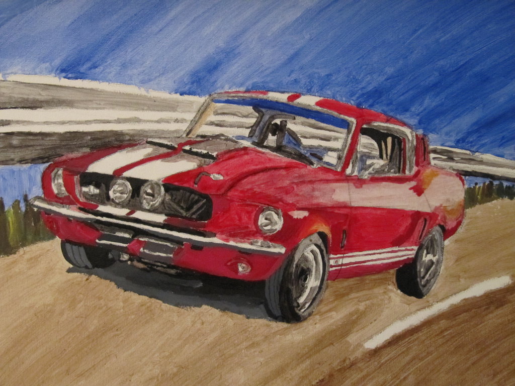 1024x768 Ford Mustang Shelby Gt500 1967 Acrylic Painting By Nath2897 - Ford Mustang Painting
