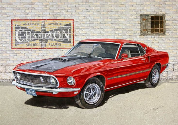 367x258 New Watercolor Painting 1969 Ford Mustang Mach 1 - Ford Mustang Painting